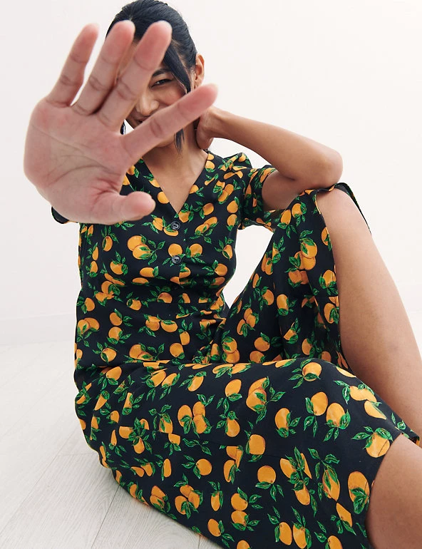 Nobody's Child Dresses Orange Print Button Front Jumpsuit - Image 2