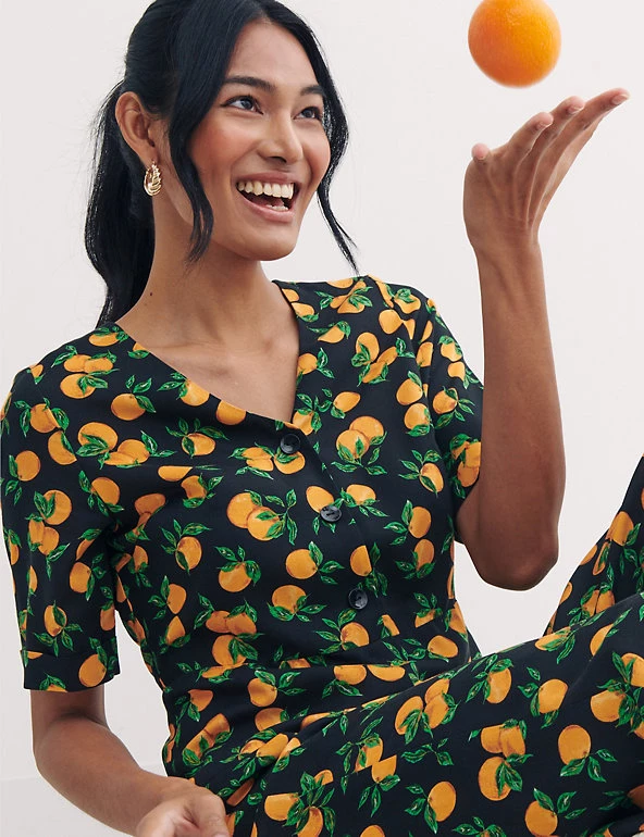 Nobody's Child Dresses Orange Print Button Front Jumpsuit - Image 3