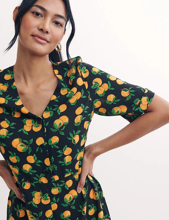 Nobody's Child Dresses Orange Print Button Front Jumpsuit - Image 4