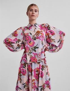 Y.A.S Women Floral Collared Long Sleeve Shirt