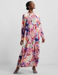 Y.A.S Dresses Floral Pleated Midaxi Shirt Dress