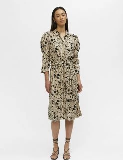 OBJECT Dresses Printed 3/4 Sleeve Knee Length Shirt Dress