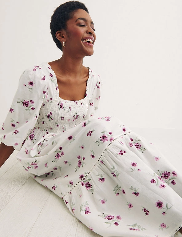 Nobody's Child Dresses Cotton Rich Floral Midi Tea Dress - Image 5