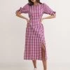 Nobody's Child Dresses Gingham Round Neck Midi Tea Dress