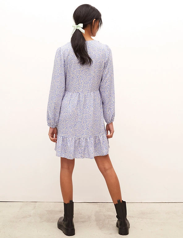 Nobody's Child Dresses Ditsy Floral V-Neck Mini Tea Dress - Image 3