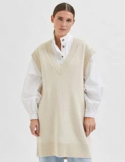 SELECTED FEMME Dresses Wool Blend V-Neck Mini Jumper Dress