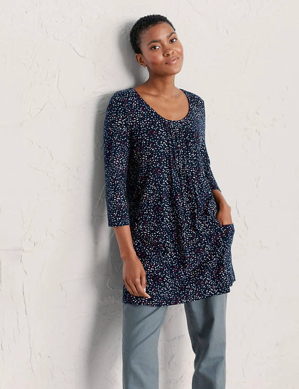 Seasalt Cornwall Tunics Organic Cotton Polka Dot 3/4 Sleeve Tunic