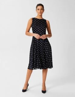 HOBBS Dresses Polka Dot Knee Length Swing Dress