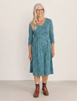 Seasalt Cornwall Dresses Cotton Rich Floral Midi Waisted Dress