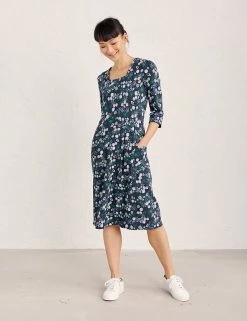 Seasalt Cornwall Dresses Organic Cotton Floral Midi Skater Dress