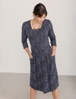 Seasalt Cornwall Dresses Cotton Rich Printed Midi Waisted Dress