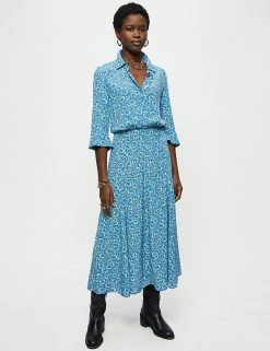 Jigsaw Dresses Floral V-Neck Midaxi Shirt Dress