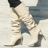 SOSANDAR Leather Stiletto Heel Knee High Boots