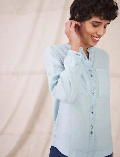 White Stuff Shirts & Blouses Pure Linen Crew Neck Long Sleeve Shirt