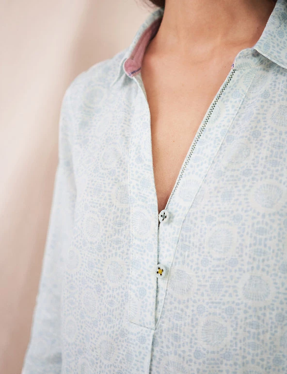 White Stuff Tops Pure Linen Printed 3/4 Sleeve Tunic - Image 4