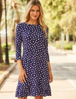 SOSANDAR Dresses Spot Print Knee Length Shift Dress