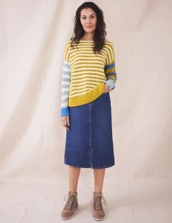 White Stuff Jumpers Pure Cotton Striped Pointelle Jumper