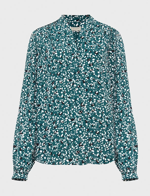 HOBBS Shirts & Blouses Printed V-Neck Long Sleeve Blouse - Image 2