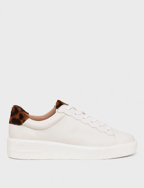 HOBBS Leather Leopard Print Chunky Trainers