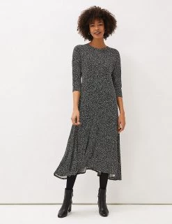 Phase Eight Dresses Spot Print Round Neck Midi Shift Dress