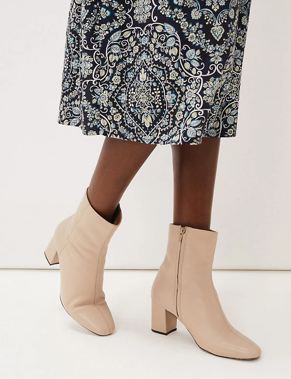 Phase Eight Leather Block Heel Ankle Boots