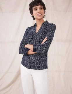 White Stuff Shirts & Blouses Pure Cotton Printed Long Sleeve Shirt