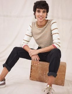 White Stuff Women Pure Cotton Striped Long Sleeve Top