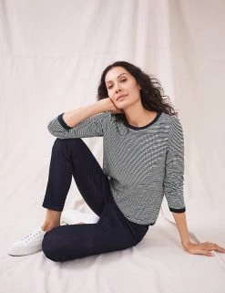 White Stuff Women Pure Cotton Striped Long Sleeve Top