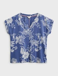 White Stuff Women Pure Cotton V-Neck T-Shirt