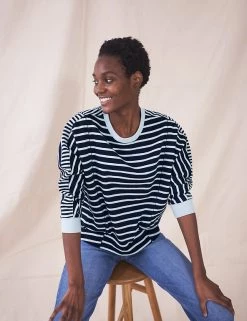 White Stuff Tops Cotton Rich Striped 3/4 Sleeve Top