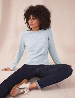 White Stuff Women Cotton Rich Striped Long Sleeve T-Shirt