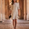 SOSANDAR Dresses Polka Dot Crew Neck Knee Length Shift Dress