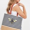 Joules Handbags Canvas Striped Tote Bag