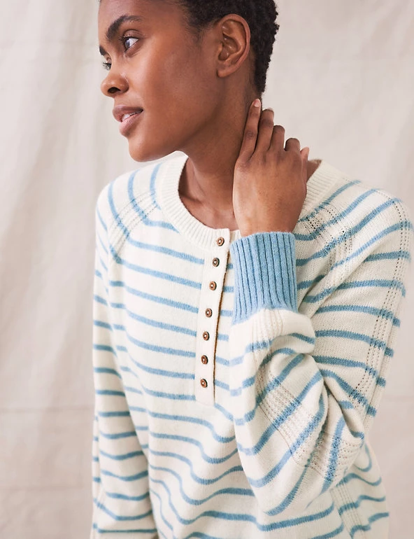 White Stuff Jumpers Wool Blend Striped Round Neck Jumper - Image 4