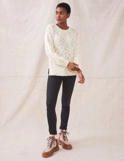 White Stuff Jumpers Cotton Rich Textured Crew Neck Jumper