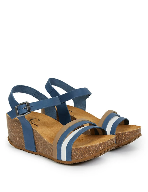 Celtic & Co. Suede Strappy Wedge Platform Sandals