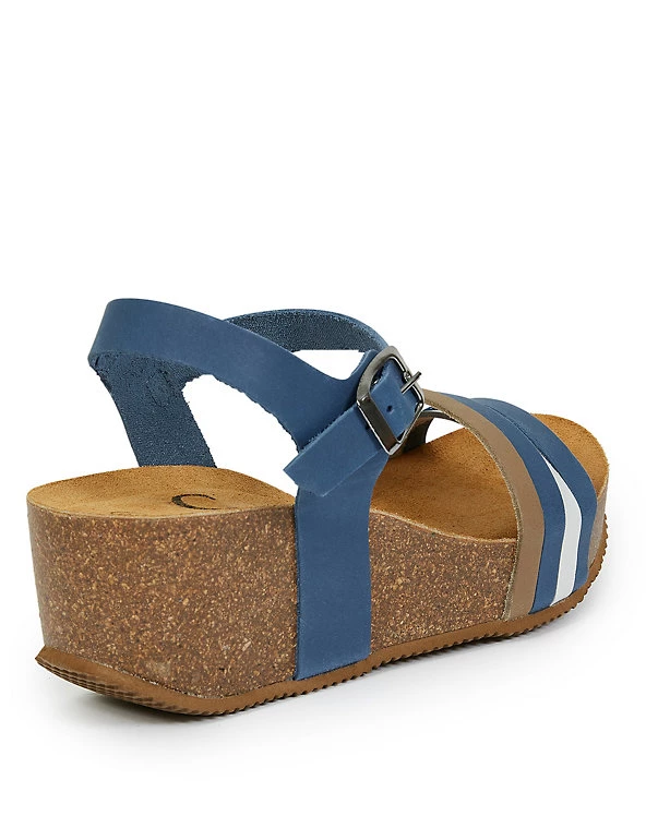 Celtic & Co. Suede Strappy Wedge Platform Sandals - Image 5