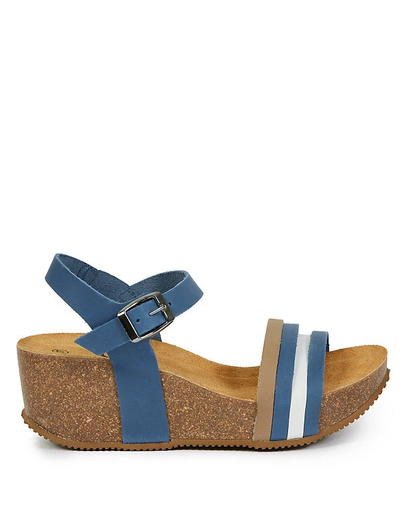 Celtic & Co. Suede Strappy Wedge Platform Sandals - Image 2