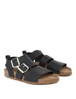 Celtic & Co. Leather Buckle Ankle Strap Flat Sandals