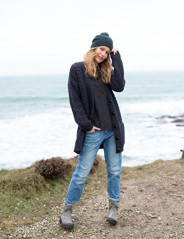 Celtic & Co. Cardigans Pure Wool Cable Knit V-Neck Cardigan