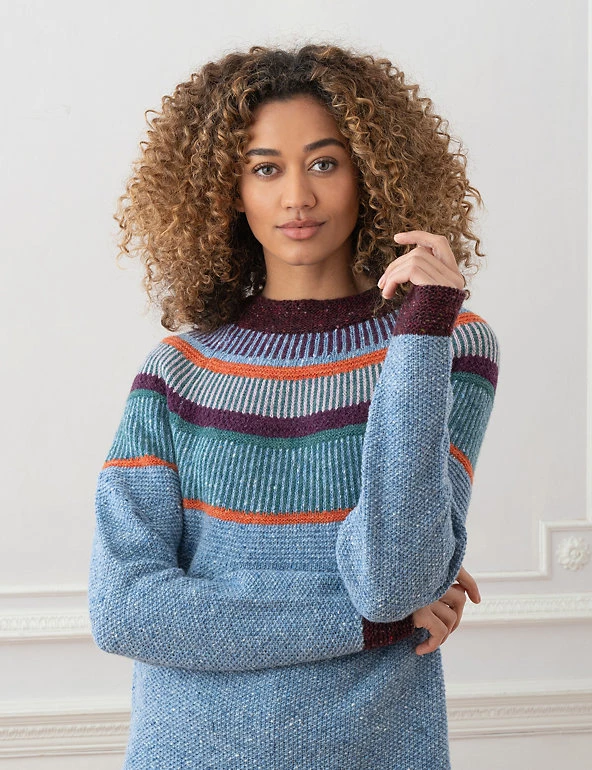 Celtic & Co. Jumpers Pure Wool Striped Crew Neck Jumper - Image 14