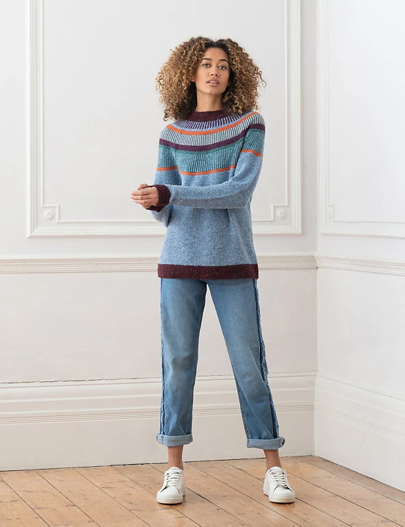 Celtic & Co. Jumpers Pure Wool Striped Crew Neck Jumper - Image 16