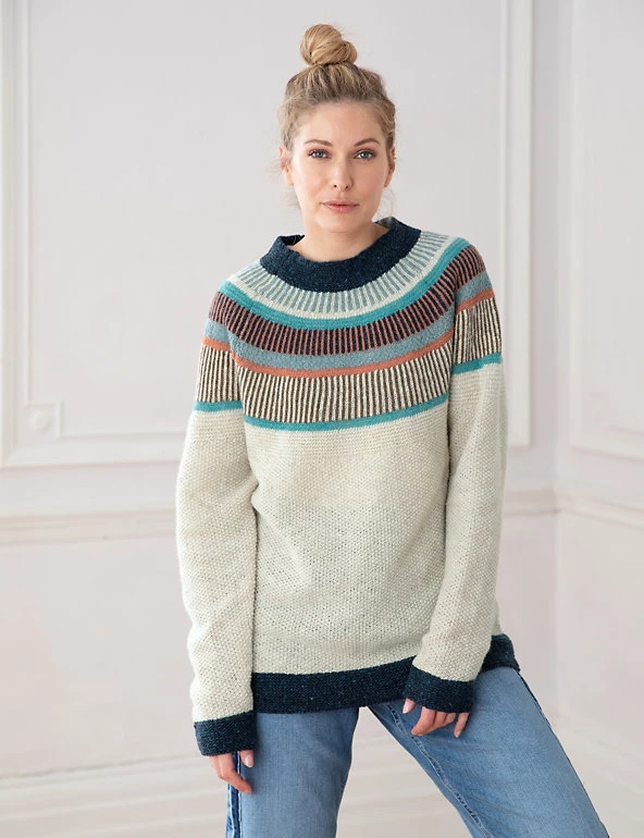 Celtic & Co. Jumpers Pure Wool Striped Crew Neck Jumper - Image 6