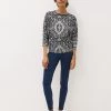 Phase Eight Women Pure Cotton Jacquard Print 3/4 Sleeve Top
