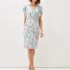 Phase Eight Dresses Jersey Floral V-Neck Midi Waisted Dress