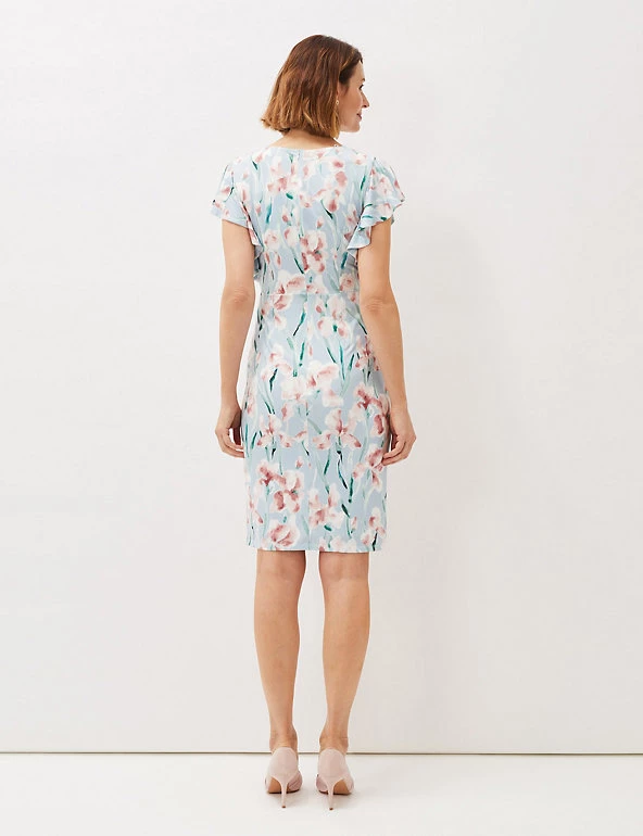 Phase Eight Dresses Jersey Floral V-Neck Midi Waisted Dress - Image 5