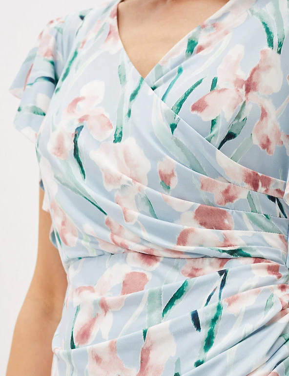 Phase Eight Dresses Jersey Floral V-Neck Midi Waisted Dress - Image 6