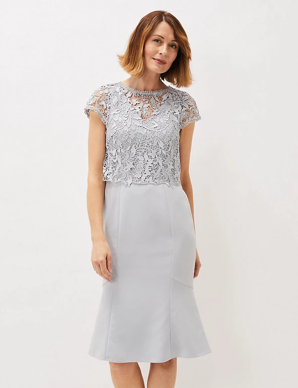 Phase Eight Dresses Floral Lace Short Sleeve Midi Bodycon Dress - Image 3