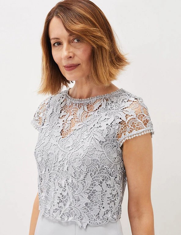 Phase Eight Dresses Floral Lace Short Sleeve Midi Bodycon Dress - Image 4