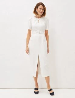 Phase Eight Dresses V-Neck Belted Midi Waisted Dress